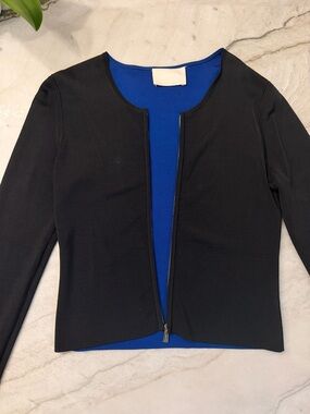 Jason Wu Black Zip-Front Jacket with Royal Blue Lining